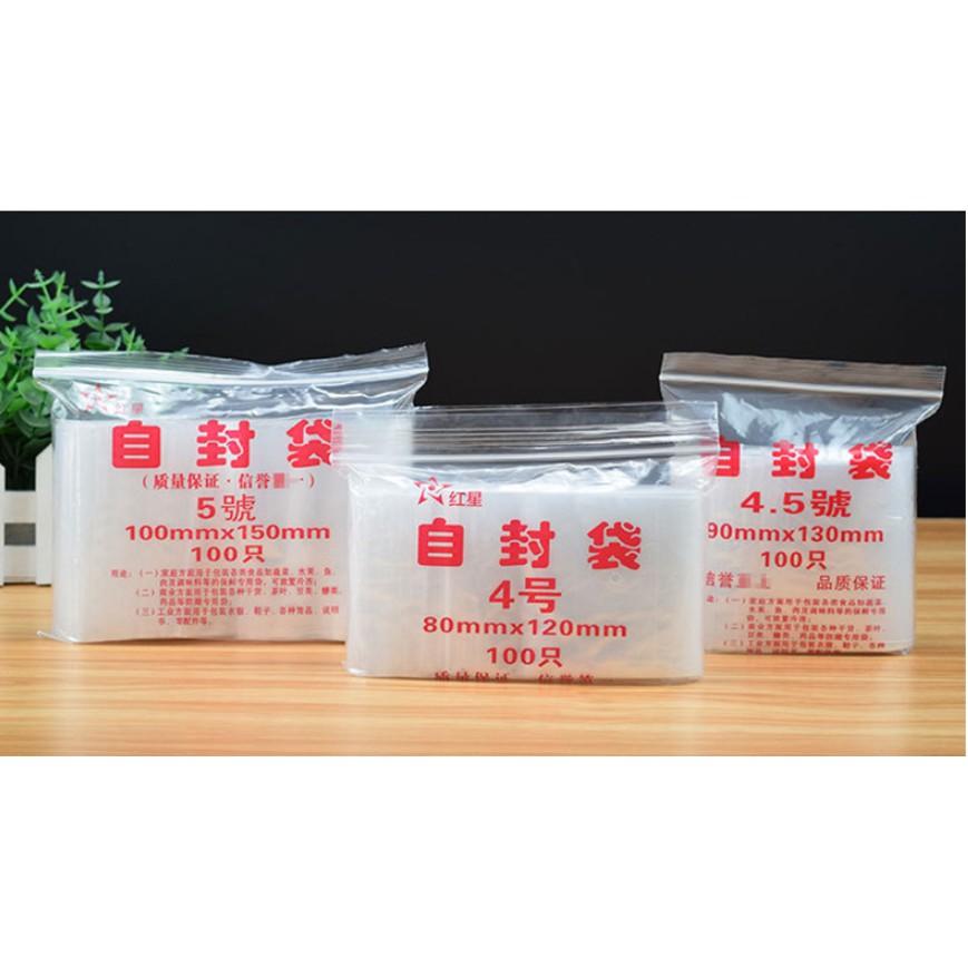 Bịch 100 Chiếc Túi ziplock thực phẩm, túi ziplock trong suốt, túi ziplock pe, túi nhựa kín, túi kín