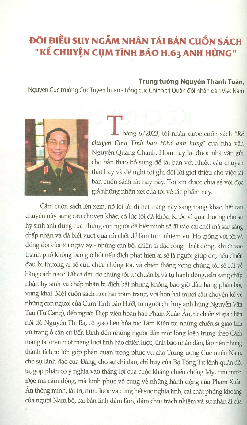 Kể Chuyện Cụm Tình Báo H.63 Anh Hùng - Những Câu Chuyện Tình Báo Thót Tim Không Phải Ai Cũng Biết (Bản in màu)