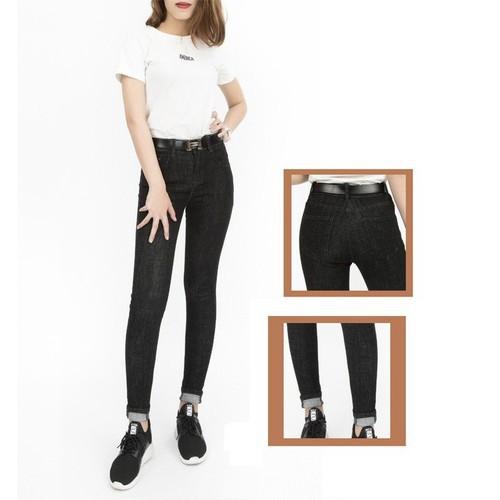 Quần bò nữ thời trang body trơn cạp cao siêu đẹp