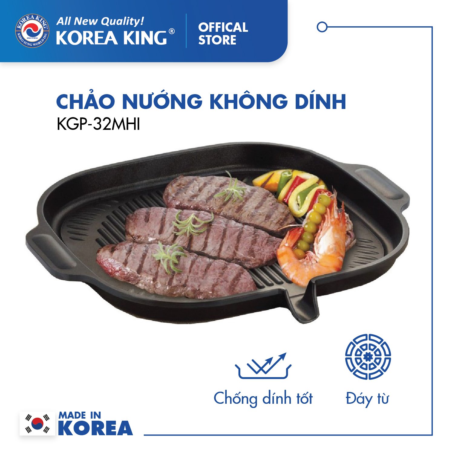 Chảo nướng chống dính Korea King KGP-32MHI