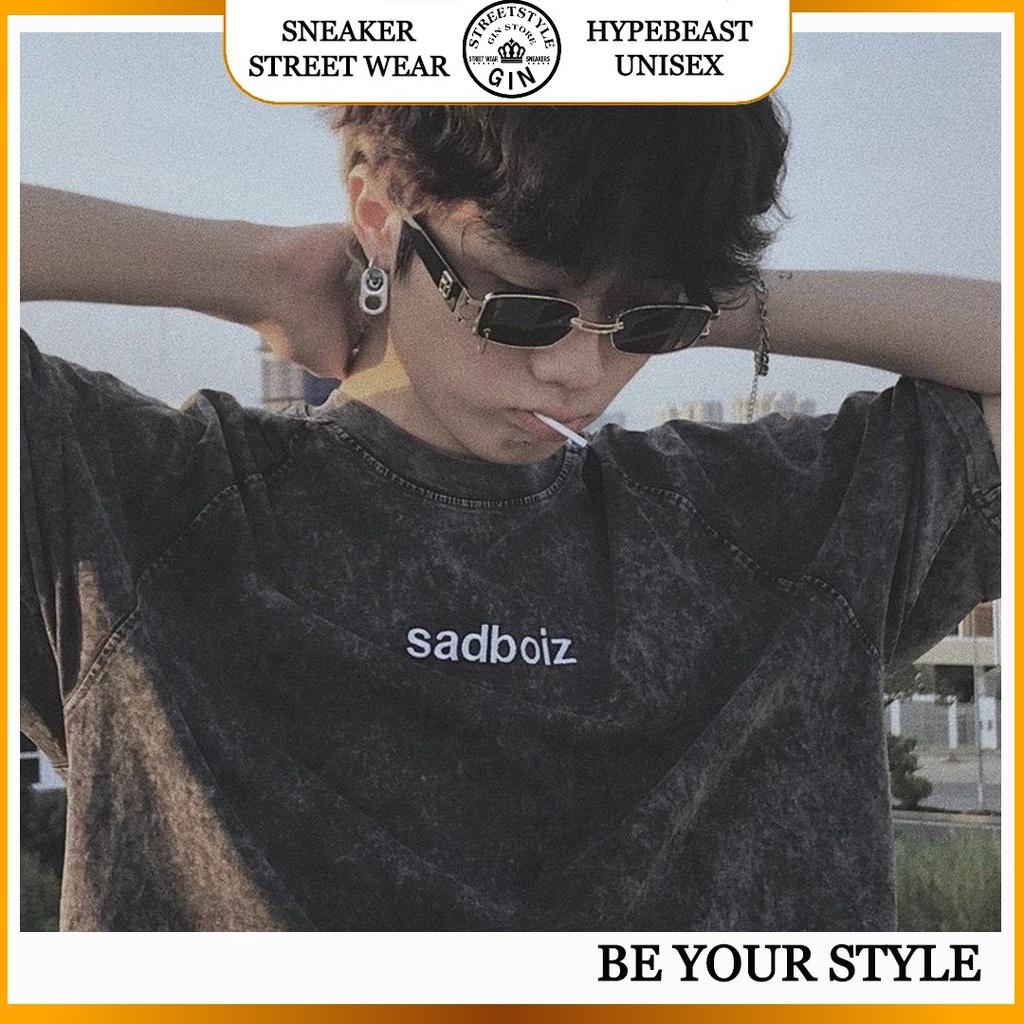 Áo thun trơn tay lỡ Sad Boiz DUSTY SIGNATURE Sad Boy phông Unisex form rộng oversize Ulzzang - Gin Store