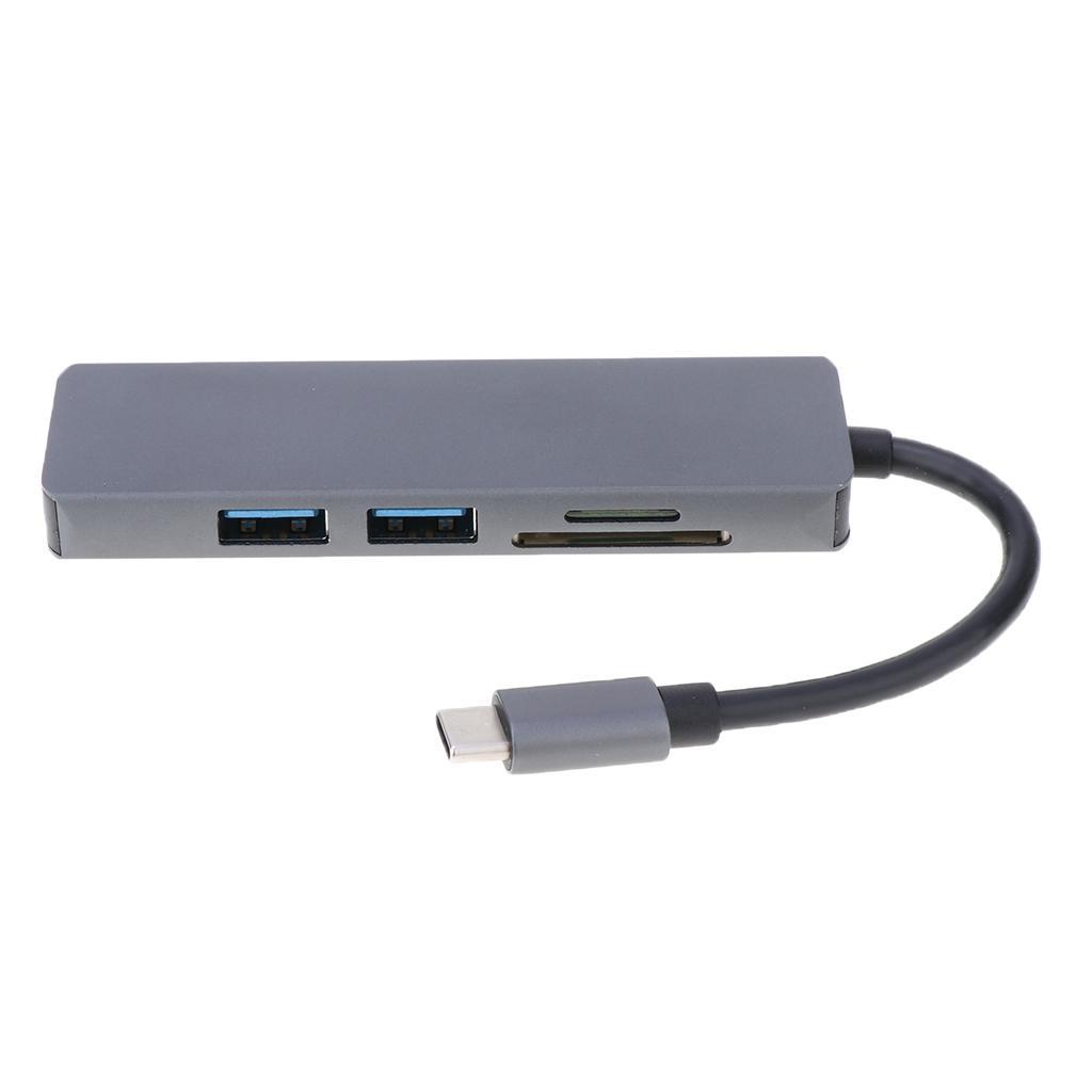 USB C Hub, 5-in-1 USB C Adapter, with 4K USB C to , SD/TF Card Reader, 2 USB
