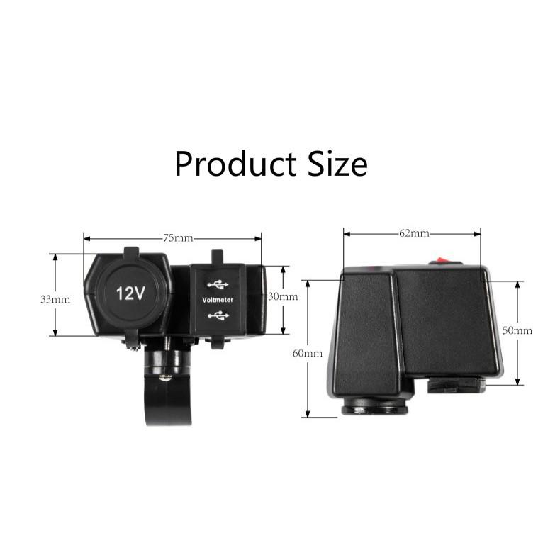 Bộ sạc xe máy thông minh 2 cổng USB chống nước