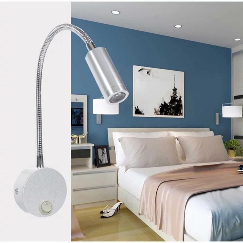 Đèn xem sách gắn đầu của giường xoay 360 độ, đèn gắn tường, đèn decor, đèn rọi triệu tập ánh sáng