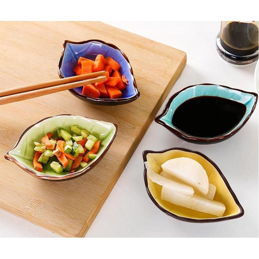 Đĩa Khay Đựng Gia Vị Hình Lá Sứ - Chén Bát Nhỏ Đựng Nước Mắm, Đồ Chấm