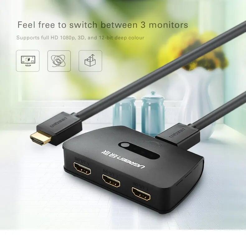 Ugreen UG4021540215TK Màu Đen Bộ gộp HDMI 3 vào 1 HDMI chuẩn 4.1 - HÀNG CHÍNH HÃNG