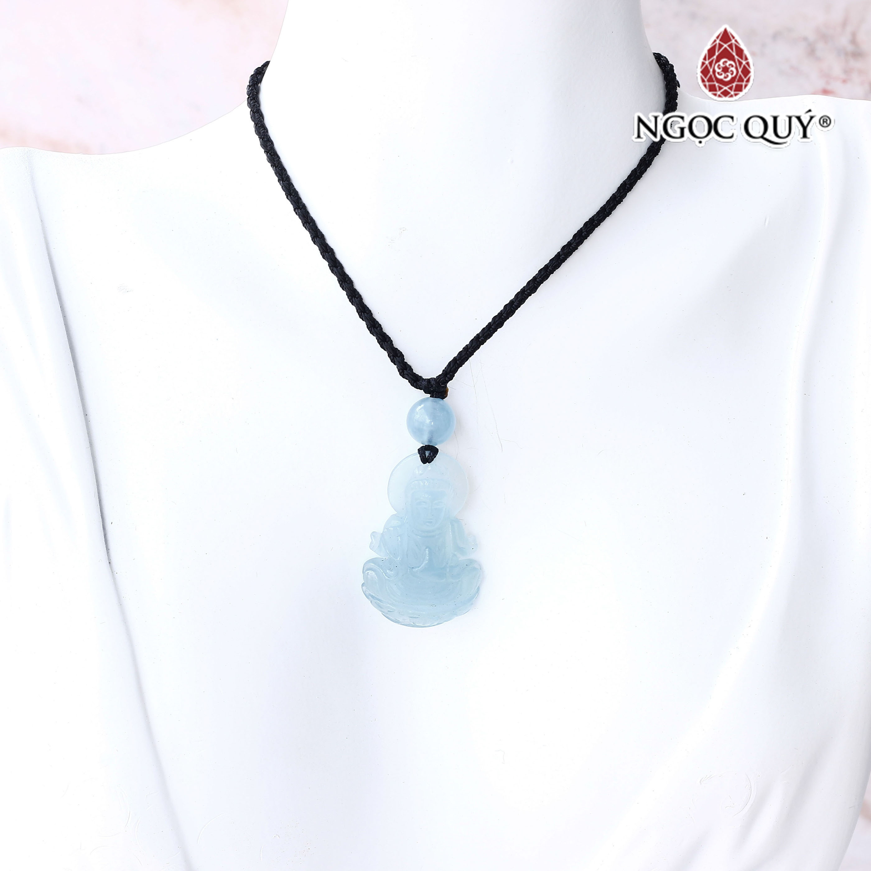 Mặt dây chuyền phật bà quan âm aquamarine hải lam ngọc - Ngọc Quý Gemstones