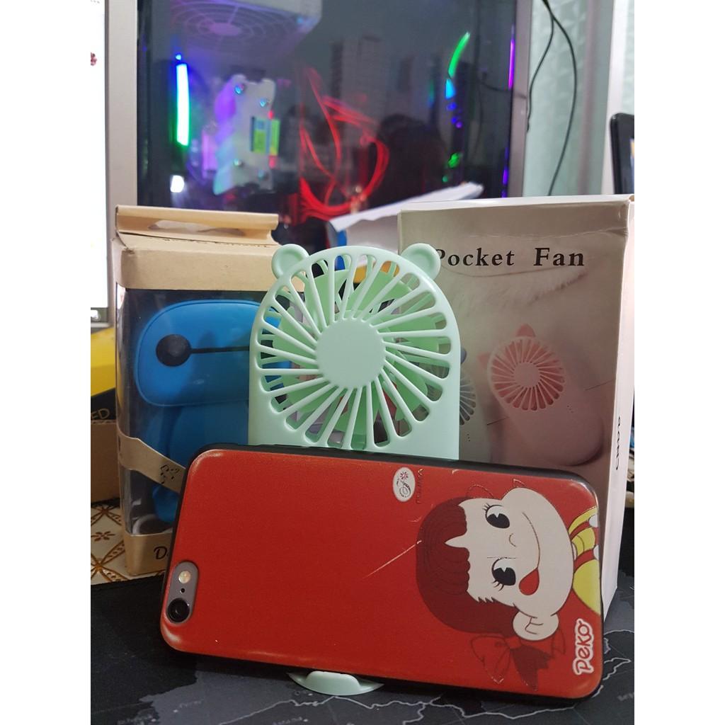 Quạt Cầm Tay Mini Pocket Fan siêu dễ thương có chân đỡ