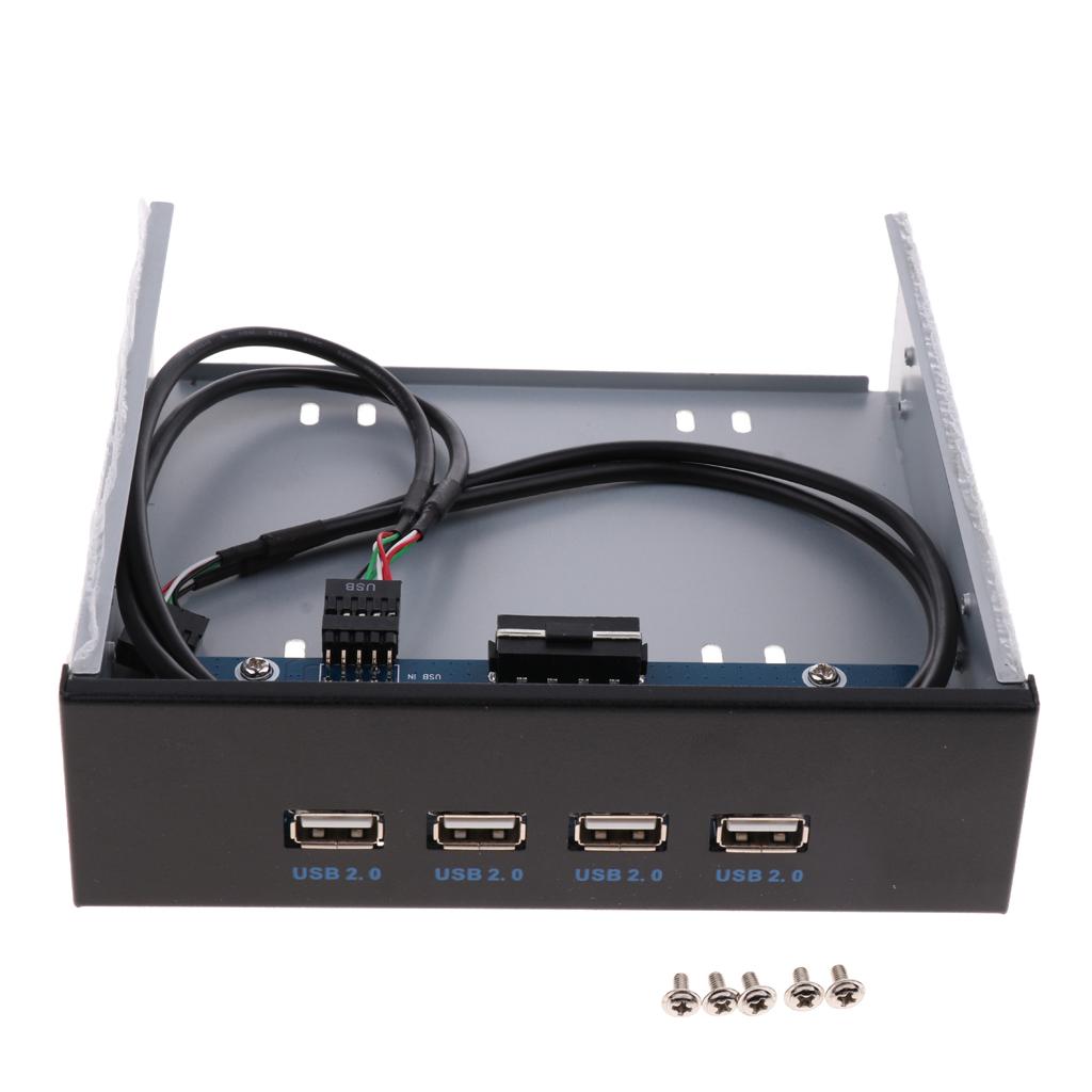 USB 2.0 Front Panel Hub 4 Port Expansion Bay 9Pin to USB2.0 Bracket Adapter