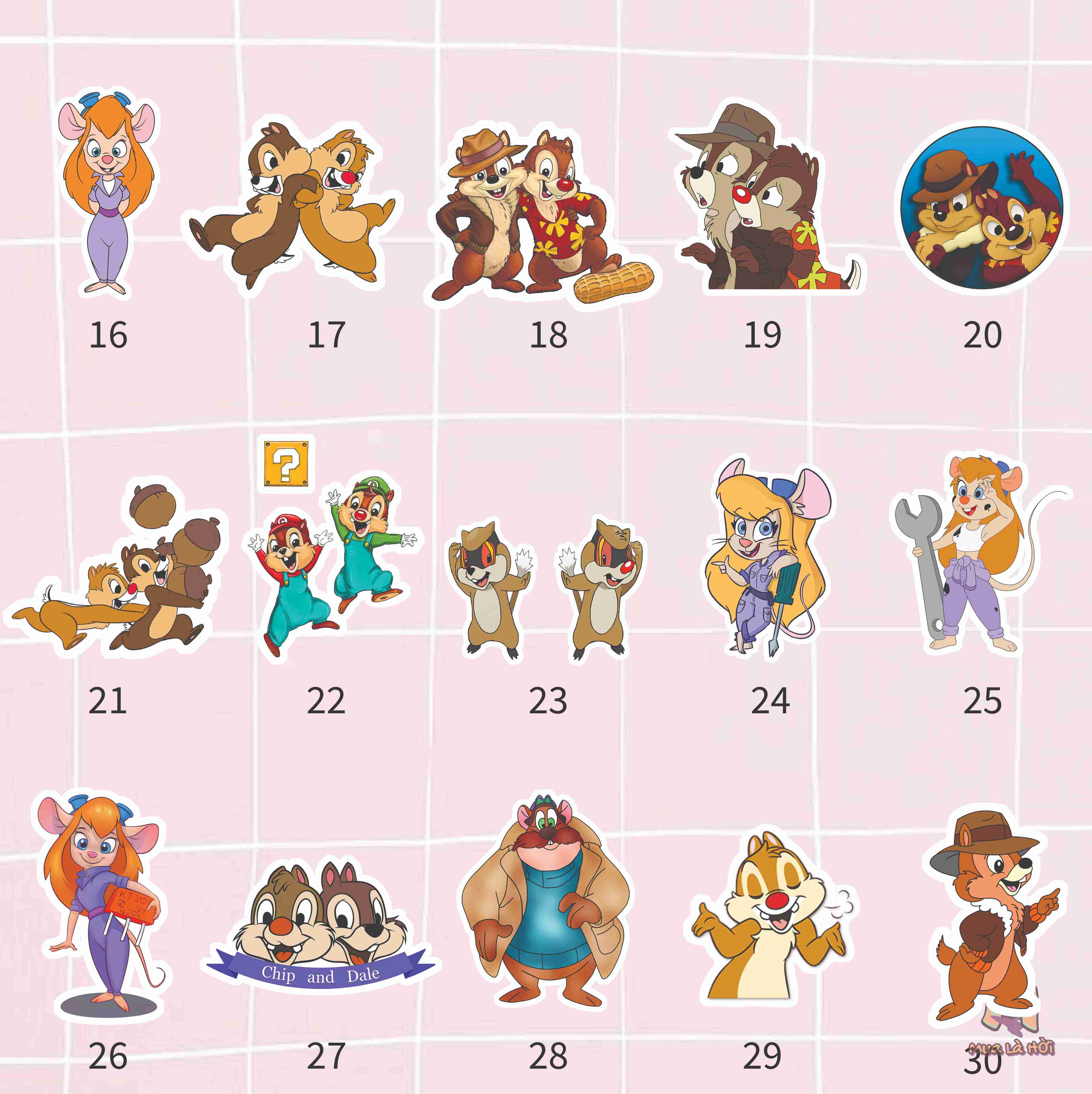 Miếng dán Stickers chủ đề Chip and Dale