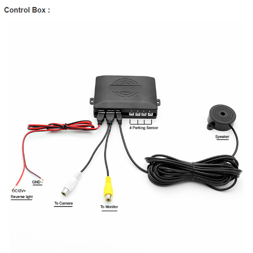 Cảm biến lùi 4 mắt Greenyi AHD-PS001 tích hợp đo khoảng cách dùng cho màn hình DVD và Android chuẩn AHD