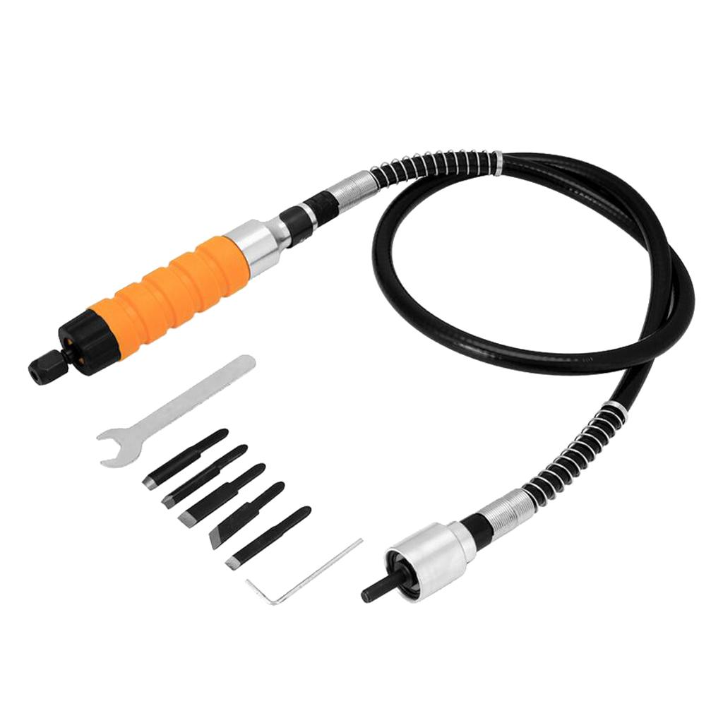 Woodworking Carving Chisel Carving Machine Tool with Wrench & Flexible Shaft & 5 Carving Blades