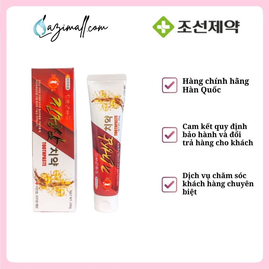 Kem Đánh Răng Hàn Quốc Nhân Sâm Đỏ Jinjung 180g/ tuýp Tinh Chất Hồng Sâm Tinh Chất Keo Ong An Toàn Bảo Vệ Răng Miệng Ngăn Ngừa Sâu Răng Hạn Chế Hôi Miệng Giúp Răng Chắc Khoẻ