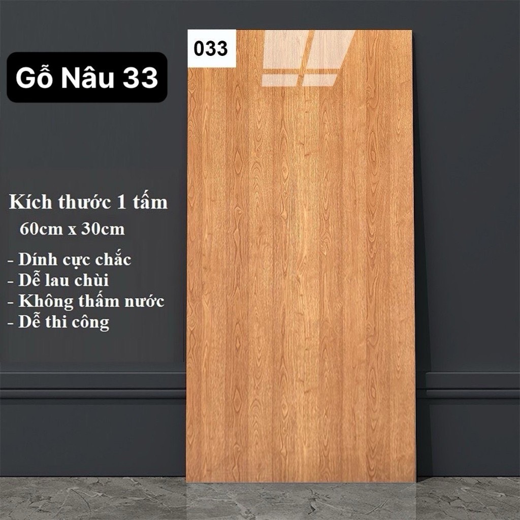 Bộ 10 Tấm Xốp Dán Tường 3D PVC Gỗ Nâu Đỏ 60x30cm Keo Sẵn Dày 2,5mm Cao Cấp, Sang Trọng