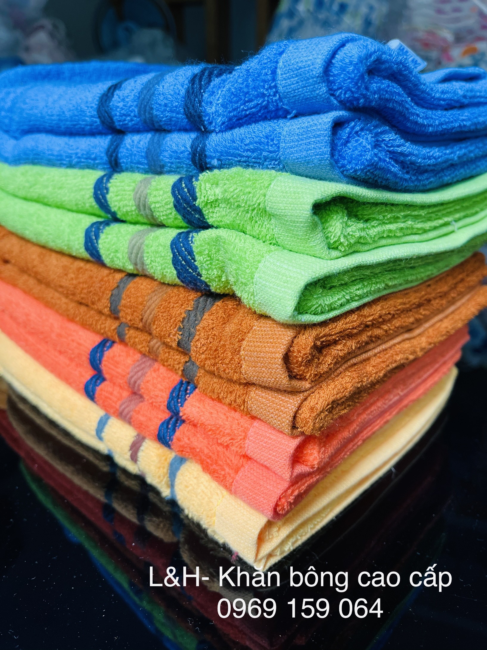 Khăn lau đầu, lau tóc, sợi cotton, 3 dí, KT 34*80cm