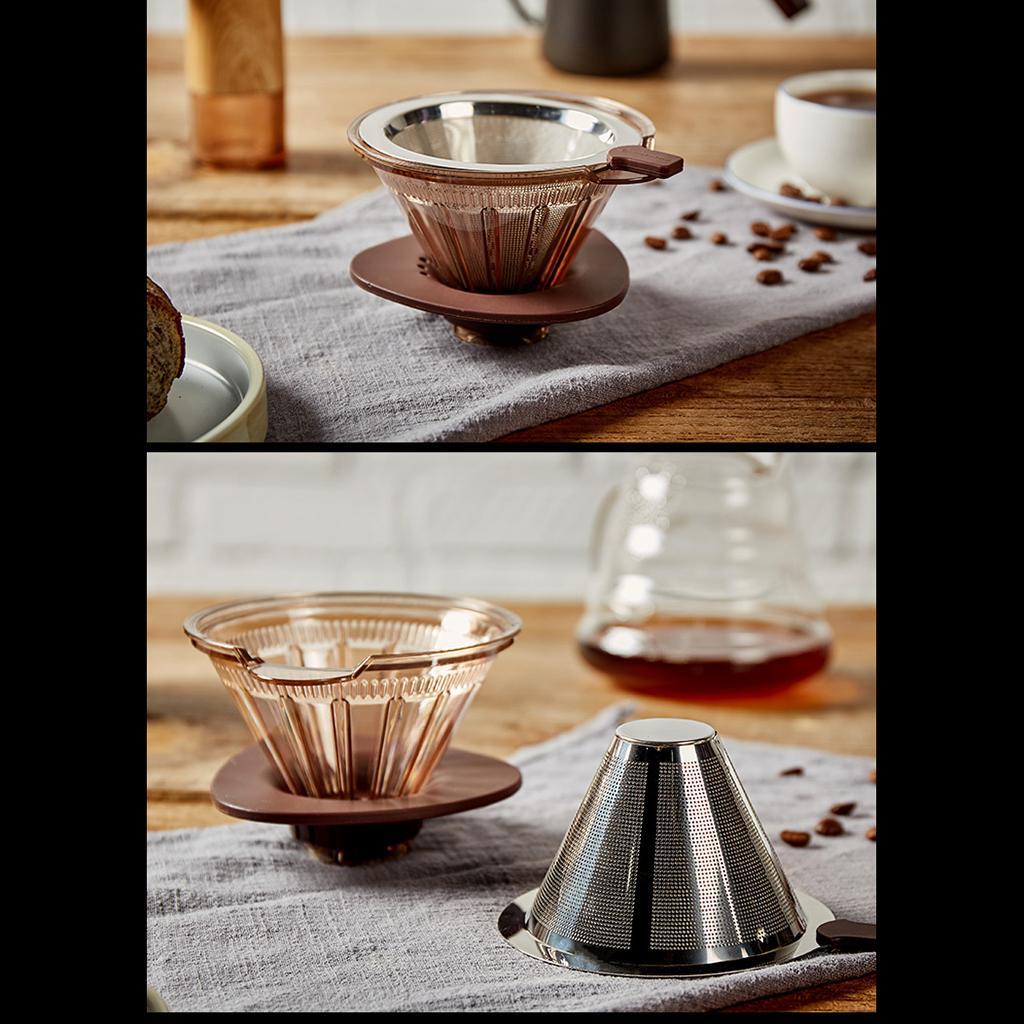 Kitchen Pour Over Cone Dripper Reusable Coffee Filter Cone with Cup Stand