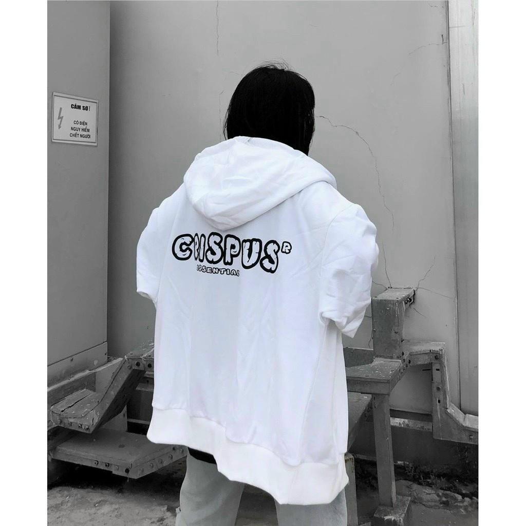 Áo Khoác Hoodie Nỉ Ngoại Dày Mịn Chữ CRISPUS R Nón 2 Lớp - Unisex - Kiểu Có Khóa Kéo Thu Đông