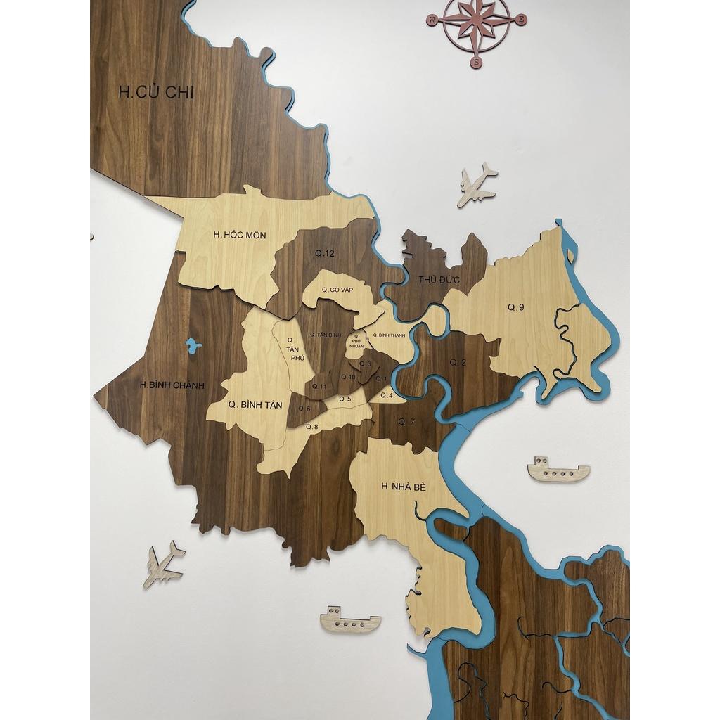 Tranh gỗ 3D Thành Phố Hồ Chí Minh dán tường - trang trí văn phòng, phòng khách sang trọng