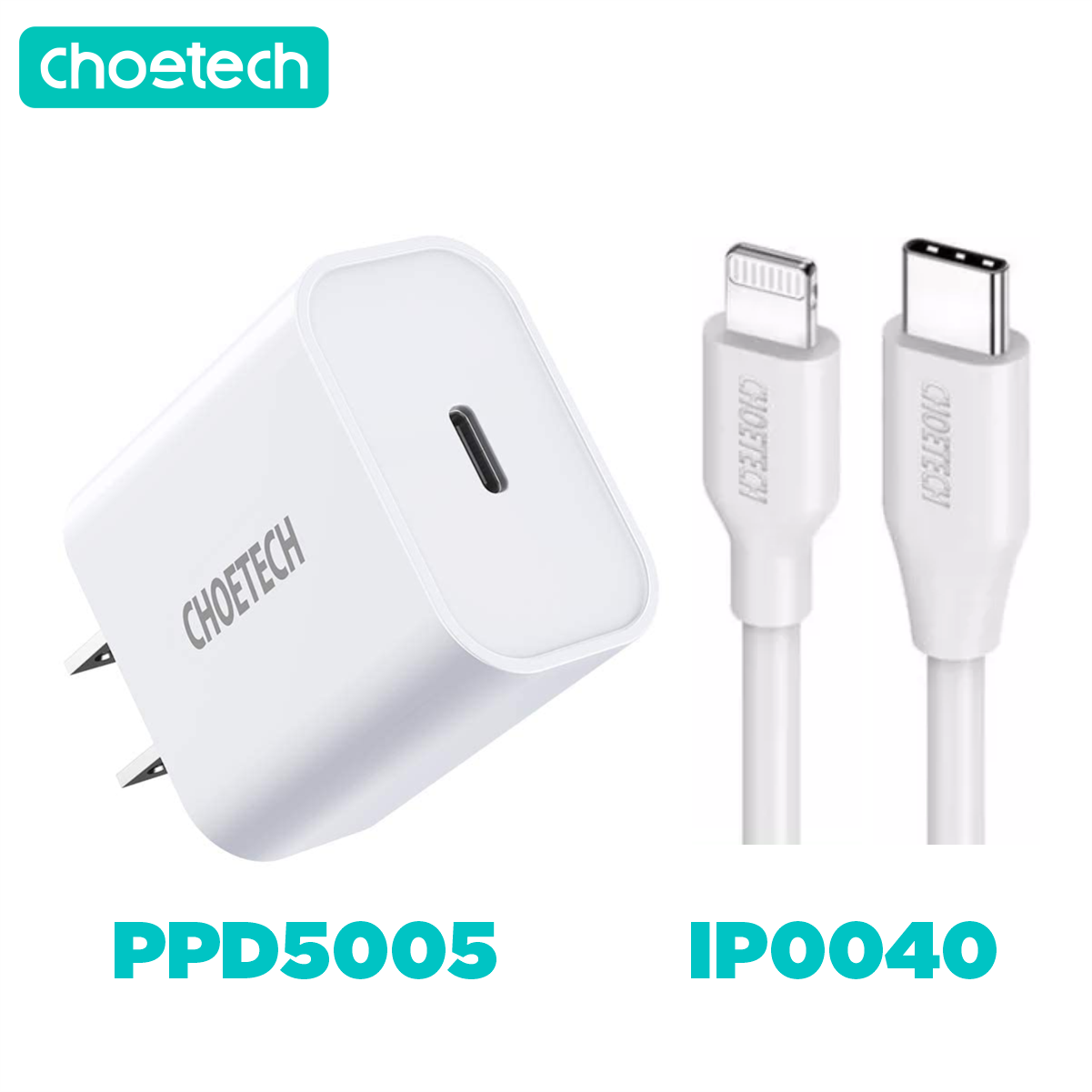 Bộ Củ Sạc Nhanh 20W Cho iPhone iPad CHOETECH PD5005 Kèm Cáp C to Lightning Chứng Nhận MFI Dài 1.2M IP0040 - Hàng Chính Hãng