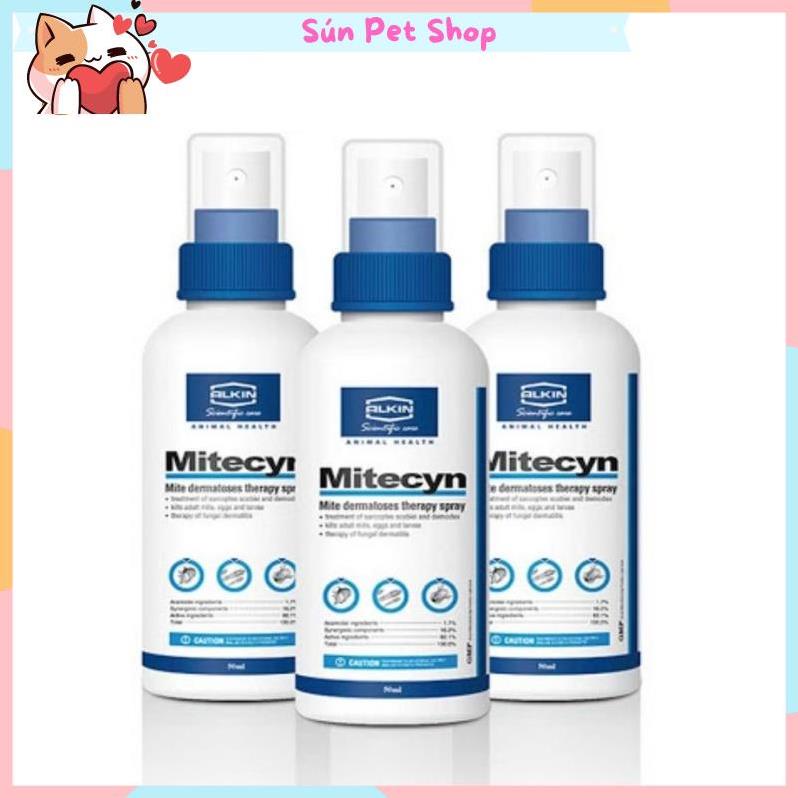 Xịt ve rận, ghẻ ngứa, viêm da cho chó mèo Mitecyn 50ml