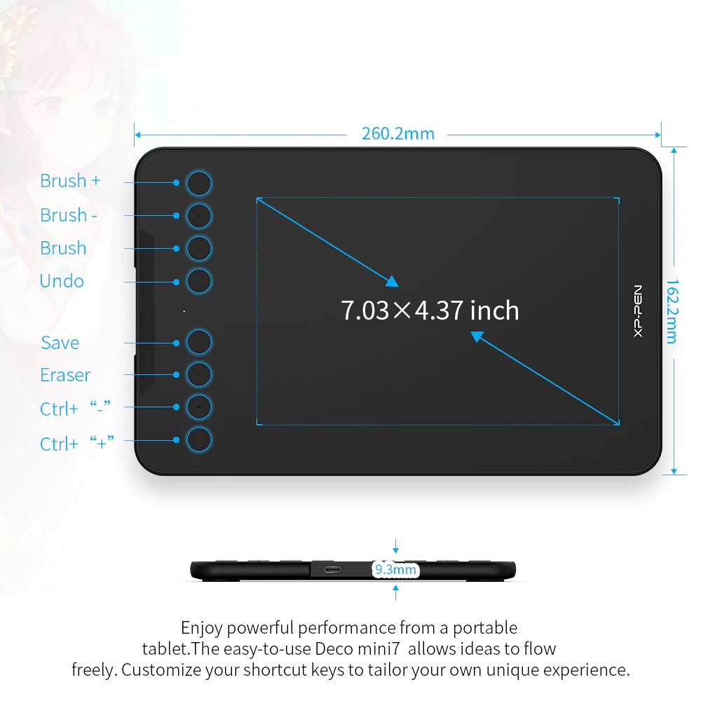 Bảng Vẽ Điện tử XP-PEN Deco Mini7 Android Hỗ Trợ Cảm Ứng Nghiêng - Hàng Chính Hãng