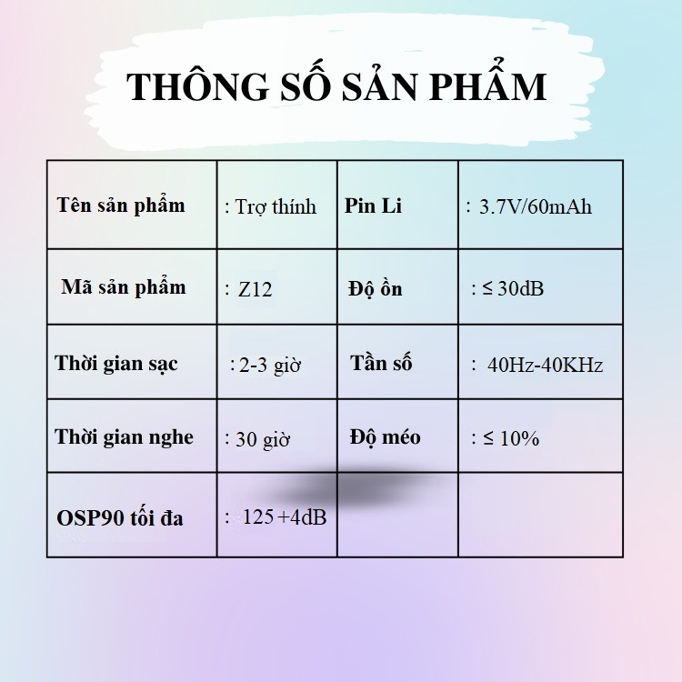 Tai Nghe Trợ Thính Cho Người Già Z12 - Sản Phẩm Chuyên Dành Cho Người Khiếm Thính - Khuếch Đại Âm Thanh Tốt, Chống Nước Tốt