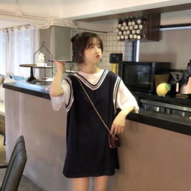 Áo phối tay viền cổ, Áo giả váy viền cổ ND12