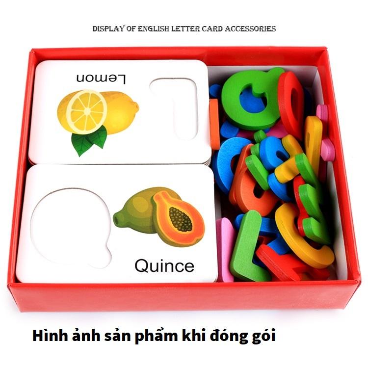 Đồ chơi Bộ thẻ flashcards tiếng anh 26 thẻ + 26 chữ cái KB216007, thẻ flashcard tiếng anh giúp học tiếng anh qua hình ảnh cho bé