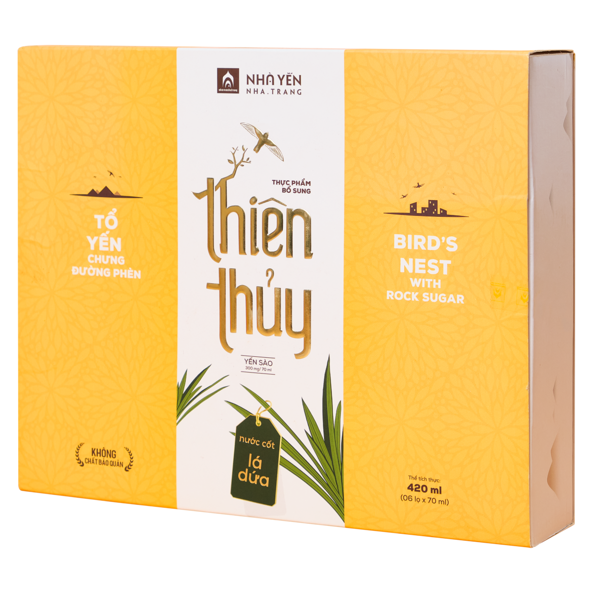 COMBO 4 hộp Tổ yến chưng đường phèn Thiên Thủy - Vị lá dứa - Nhà Yến Nha Trang - Hộp 6 lọ - Tổ yến chưng sẵn - Nước yến chưng sẵn - Yến sào Nha Trang