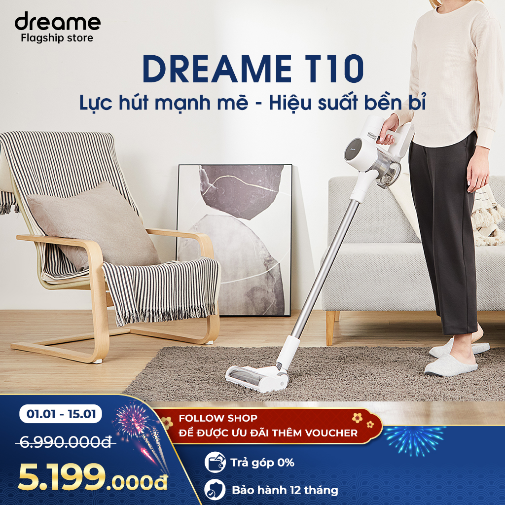 Máy Hút Bụi Cầm Tay Không Dây Dreame T10 - Lực Hút 20.000 Pa - Phiên Bản Quốc Tế - Hàng chính hãng