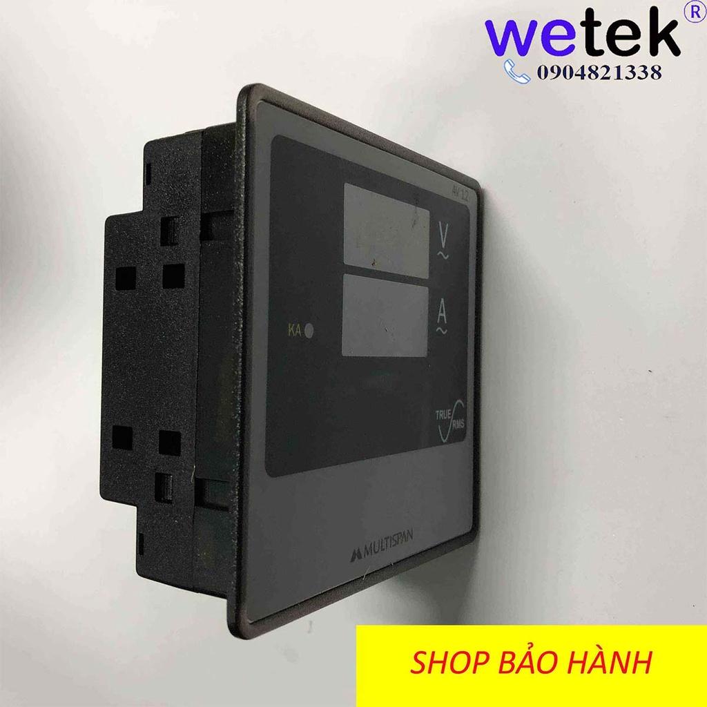 Multispan AV-12, Đồng hồ đo dòng, áp 1 pha, trực tiếp tới 30A, gián tiếp qua CT, cấp cx 0.5, LED hiện số, mặt cánh tủ