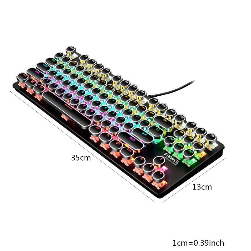 HSV Wired 87 Keys Green Axis Punk Mechanical Keyboard Metal Panel Round Keycap RGB LED Backlight USB Gamer Keyboard