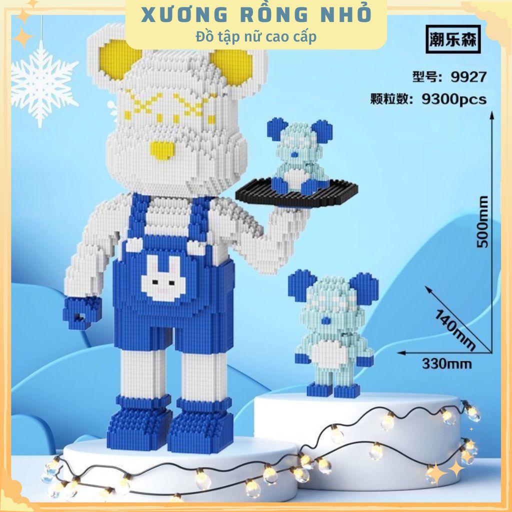 Mô hình lắp ráp gấu bearbrick bê khay 50cm kèm 2 mô hình mini gấu - Mô hình gấu breabrick size đại