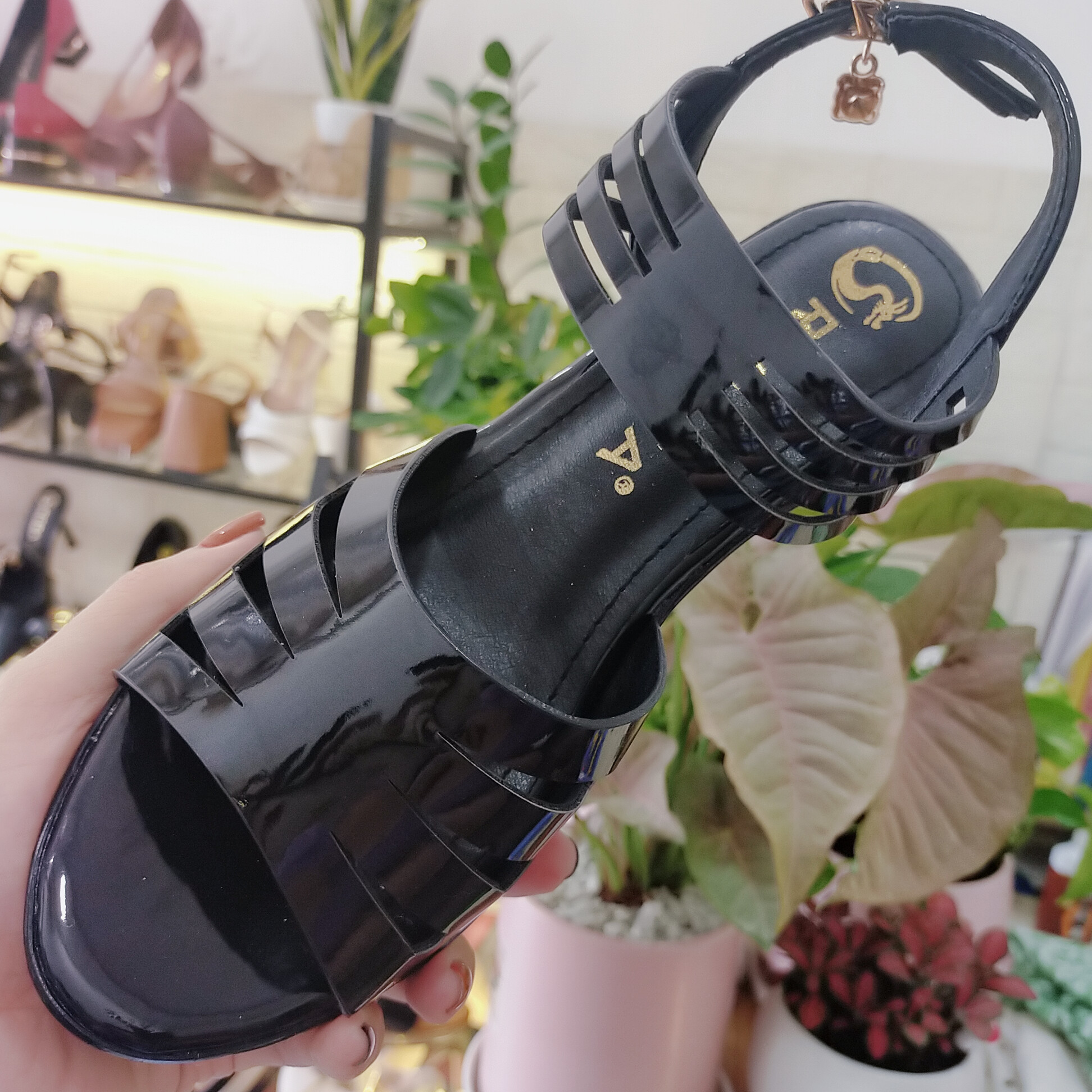 Giày sandal cao gót ROSATA RO571 cao 8p - đen, chì - HÀNG VIỆT NAM - BKSTORE