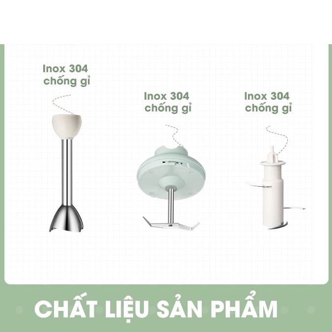 Bộ Máy Xay Bear-JBQ-B50E1 Đa Năng Xay Ăn Dặm, Xay Cháo, Xay tỏi ớt, Đánh Trứng Cầm Tay Tiện Lợi an toàn - Hàng chính hãng