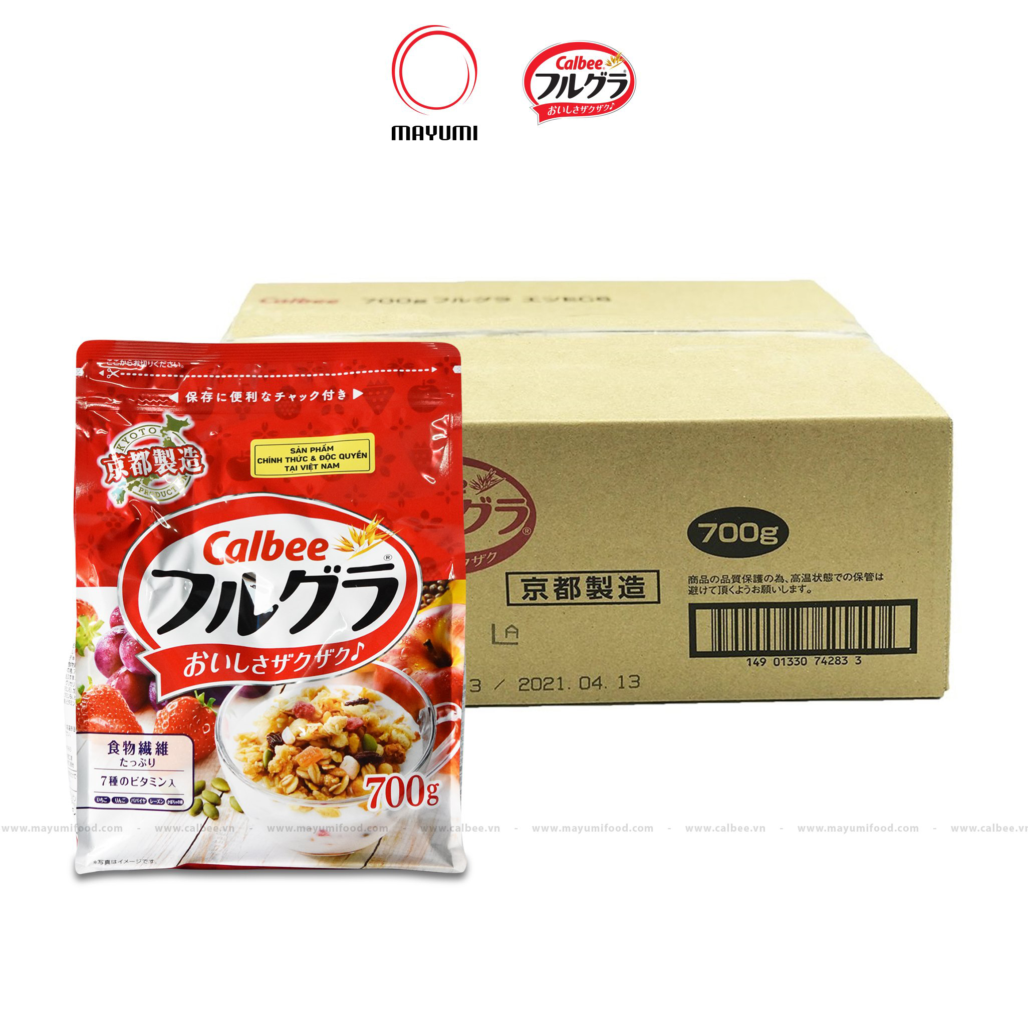 700g [date T12/2024] Ngũ cốc trái cây Calbee Nhật Bản