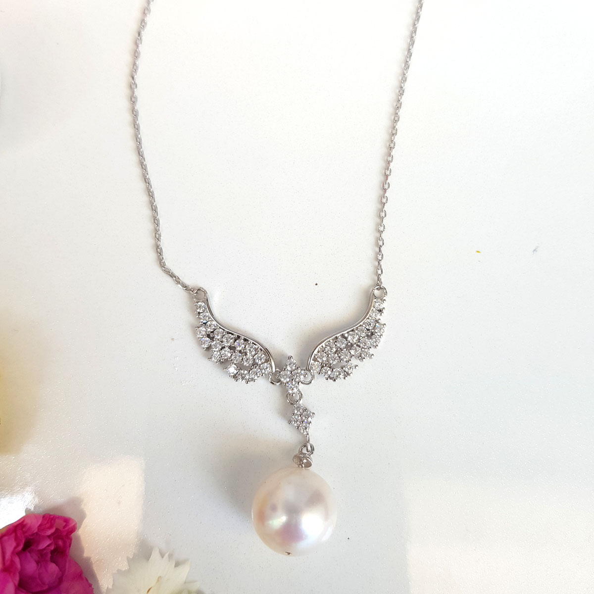 Dây Chuyền Mặt Ngọc Trai Cao Cấp - Đôi Cánh Thiên Thần- Trang Sức Cô Tấm - ANGEL WINGS PEARL - Bạc S925 Nạm Zirco - COTAM0506 + Tặng Kèm Phụ Kiện Bảo Dưỡng