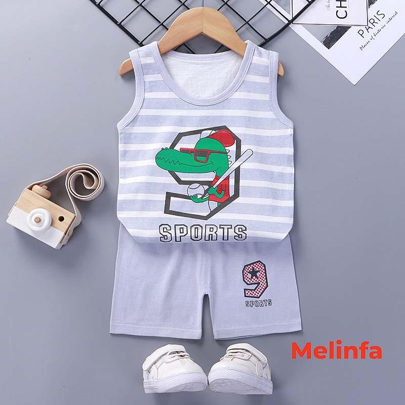 Bộ quần áo ba lỗ trẻ em, bộ cotton trẻ em bé trai và bé gái ba lỗ quần short mã VABD0129