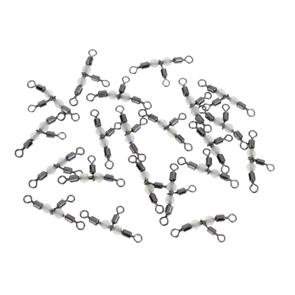 20 Pieces Fishing Three Way Swivel Connector 3 way T-Turn Triple Stainless Steel Fishing Barrel Swivel Tackle Accessories