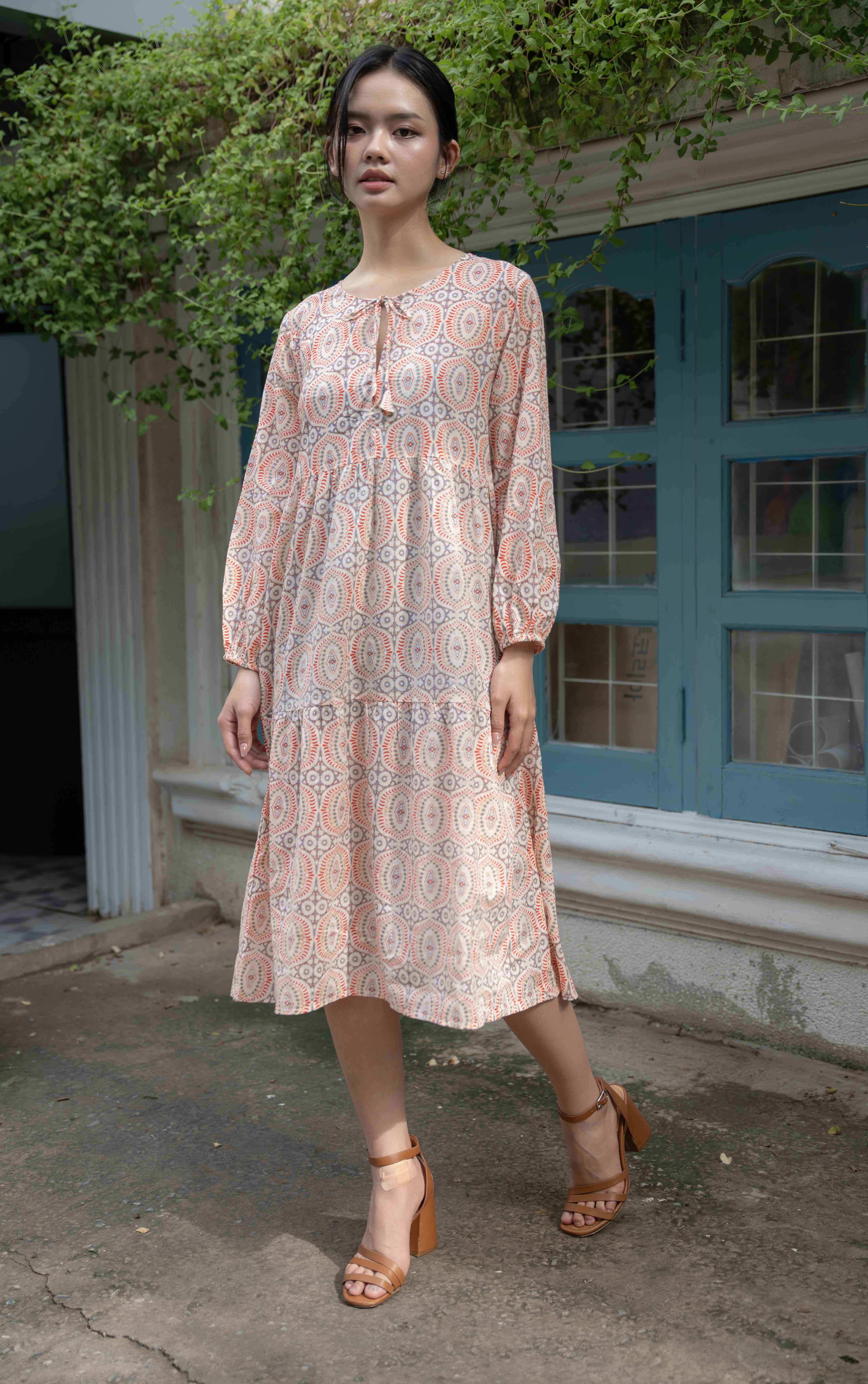 Đầm Midi Hoa Cotton Isla Bonita