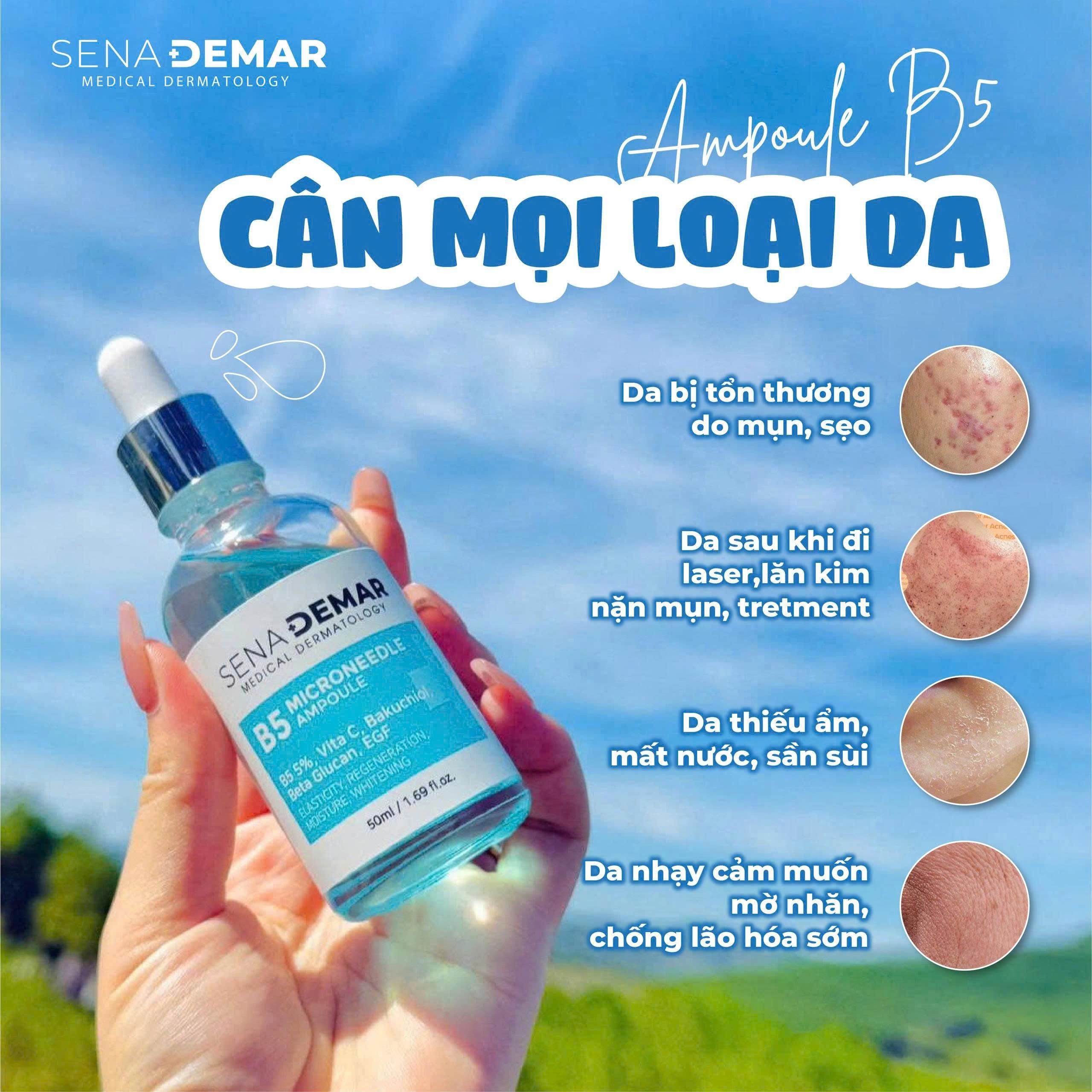 Serum B5 Senademar serum phục hồi SENADEMAR B5 MICRONEEDLE AMPOULE giúp dưỡng ẩm, giảm nhăn, 50ml