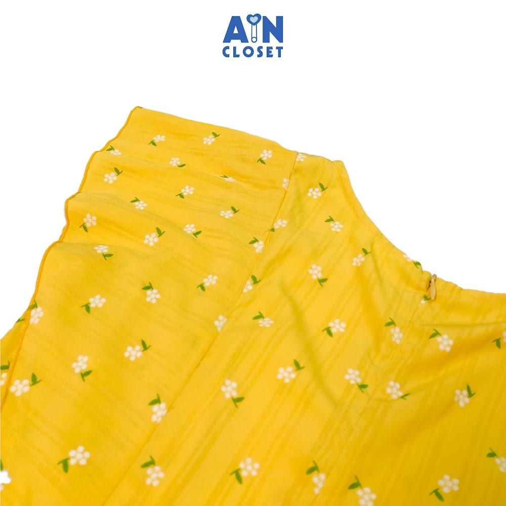 Đầm bé gái họa tiết Hoa nhí trắng nền vàng lụa tơ - AICDBGTGKAOU - AIN Closet
