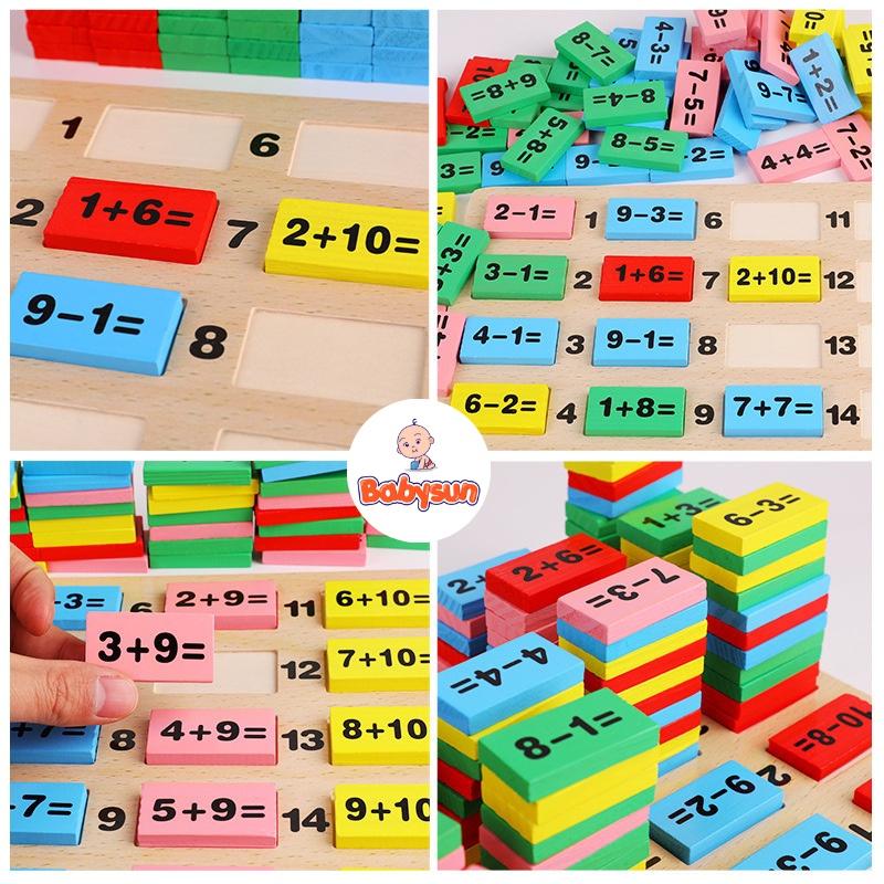 Đồ chơi 110 Quân Domino Phép Tính Học Toán Bằng Gỗ cho bé vừa chơi vừa học
