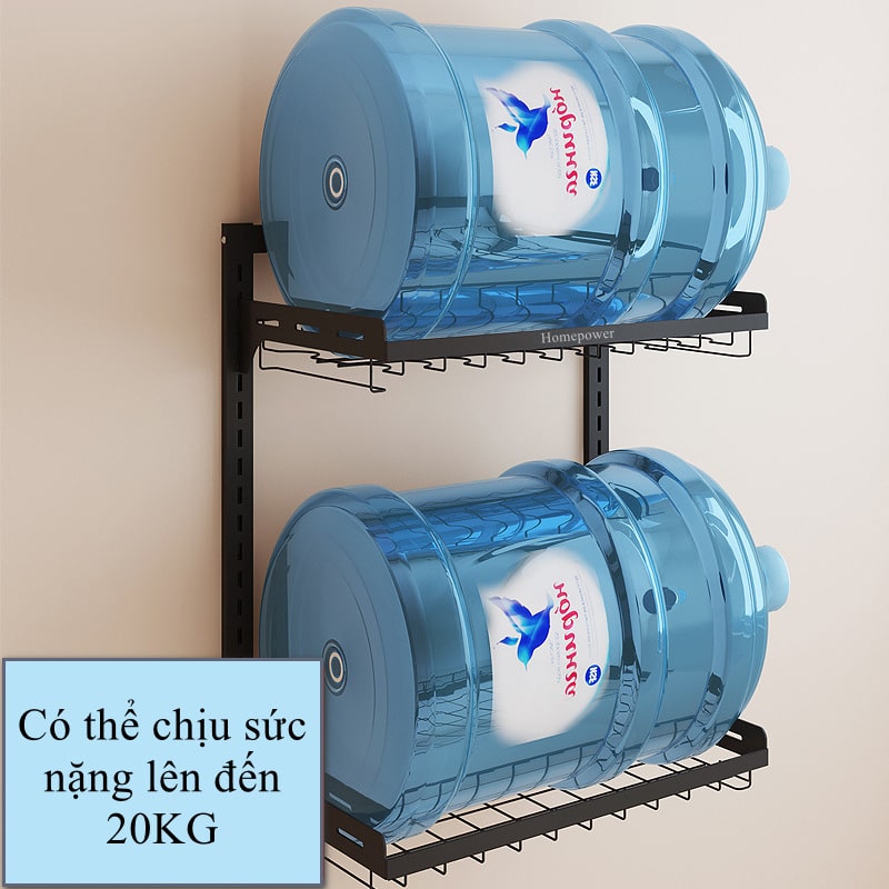 Kệ Để Chén Bát Treo Tường Đa Năng Homepower Inox 201 Sơn Tĩnh Điện Cao Cấp, Có Khay Hứng Nước, Lồng Đũa, Khay Để Dao Kéo Tiết Kiệm Không Gian Bếp, Tặng Kèm 3 Móc Treo Tiện Lợi - Hàng Chính Hãng