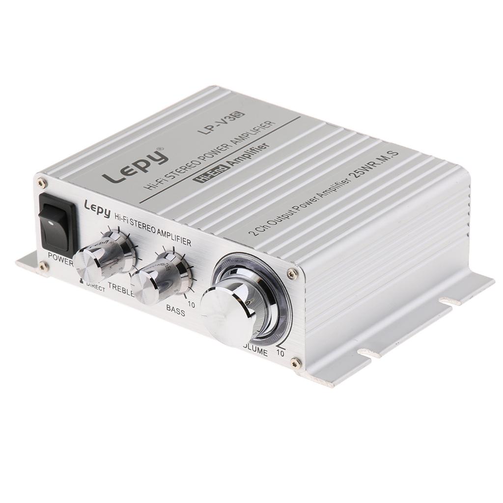 2*25W Stereo Power Car Amplifier BASS DC 12V 3.5mm Scoket for MP3