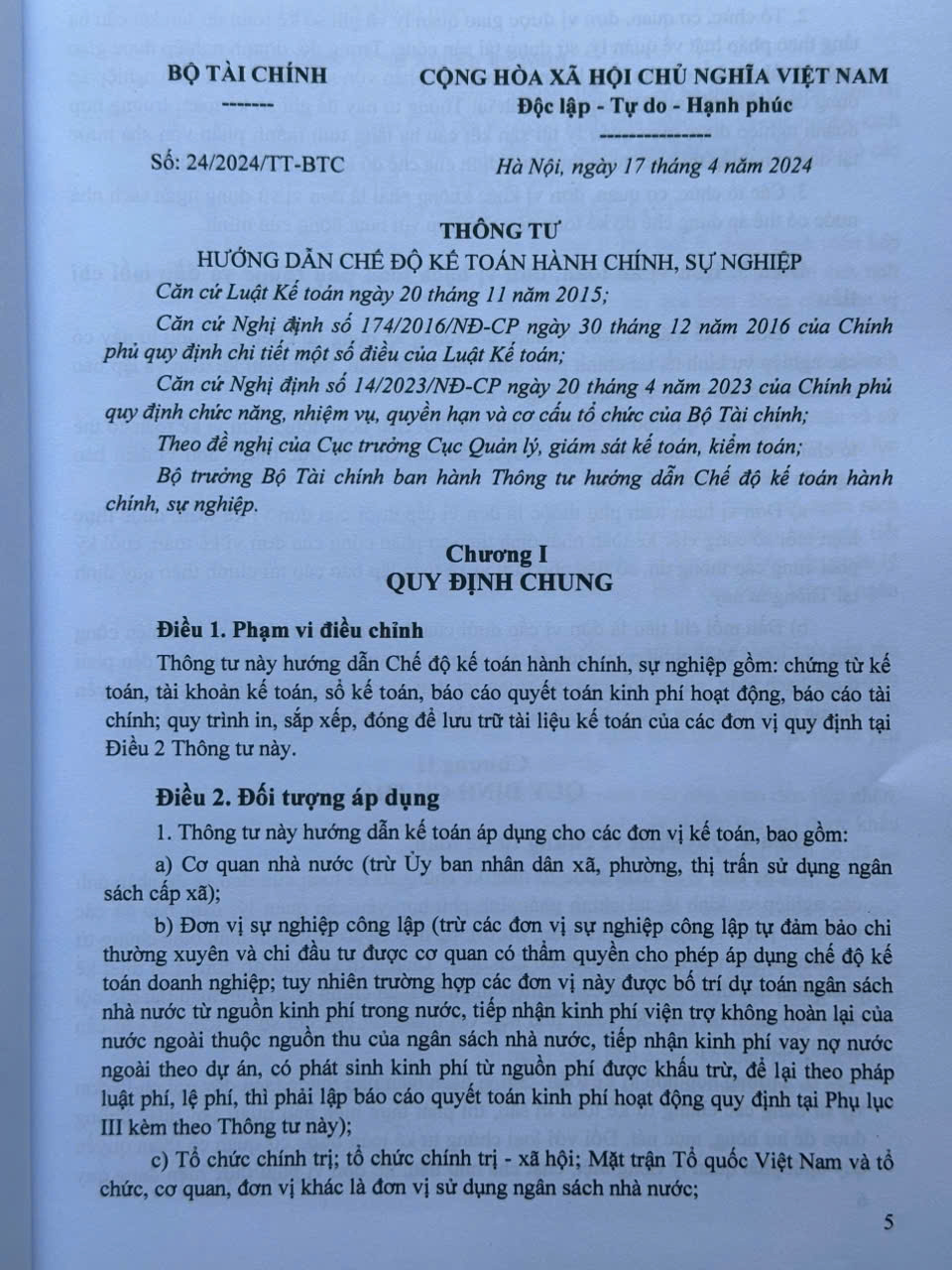 Sách Hướng Dẫn Chế Độ Kế Toán Hành Chính Sự Nghiệp theo Thông tư 24/2024/TT-BTC (V2456T)