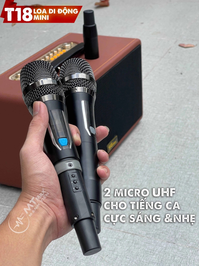 Loa karaoke xách tay SGMAX T18 mini di động nhỏ gọn âm thanh hay Loa có công suất 120W với 2 bass 12 rất uy lực kèm 1 trung 1 treble