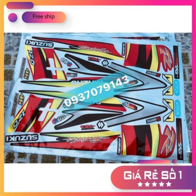 Tem rời Satria 2006 đỏ đen chất liệu Candy 3 lớp ko bay màu bảo hành màu sắc vĩnh viễn