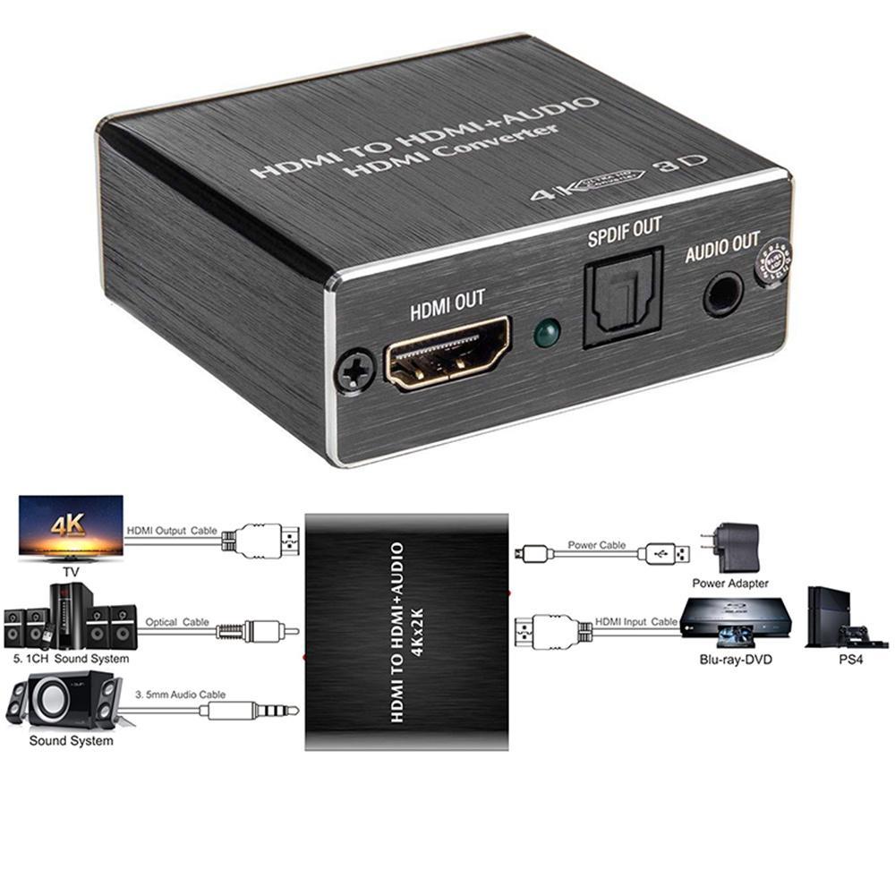 Thiết bị chuyển đổi âm thanh HDMI/ Toslink Spdif/đầu cắm 3.5mm 4K x 2K dành cho PS4/