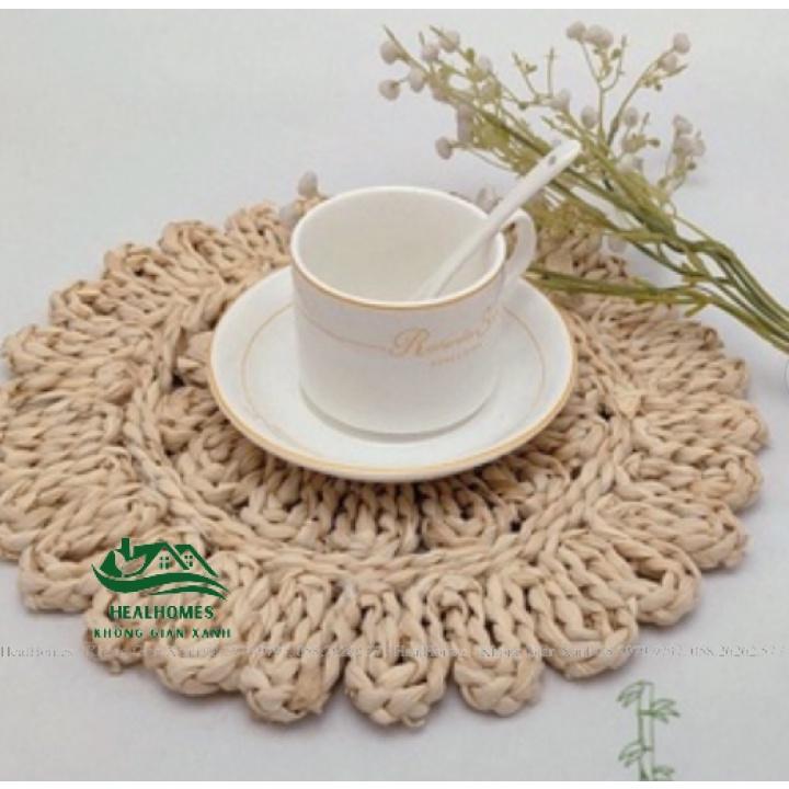 Lót lọ hoa cói đan hoa, trang trí decor Mây Tre Đan, đồ dùng không gian phòng bếp, sản phẩm thủ công mỹ nghệ / HealHomes